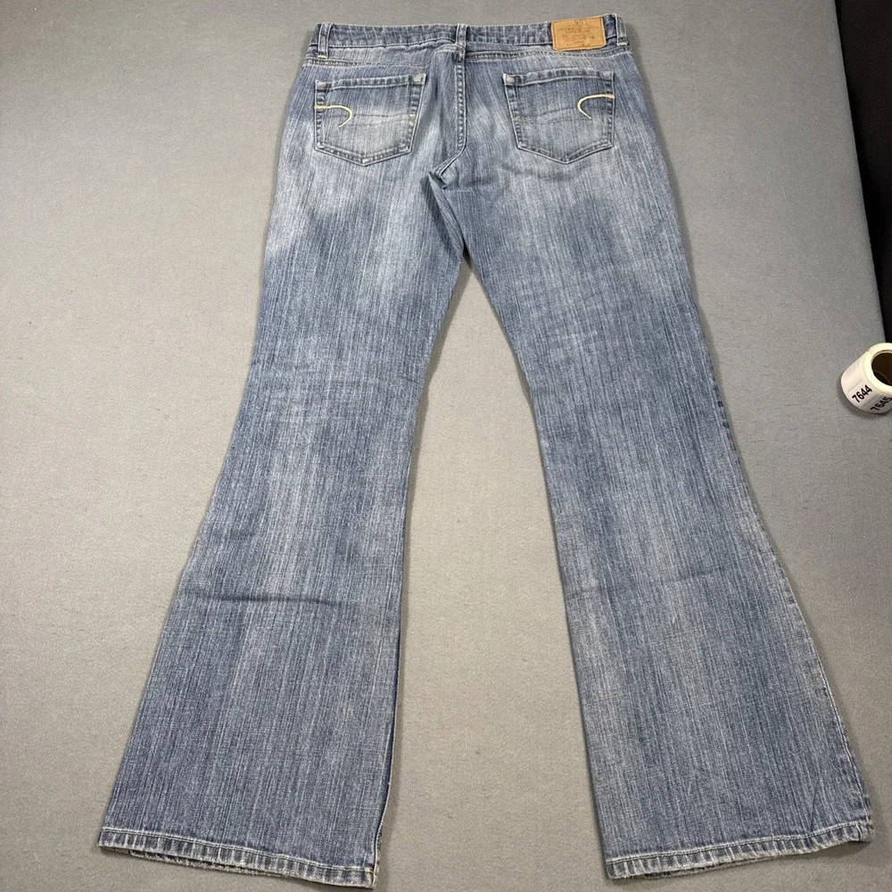 Vintage  HIPSTER American Eagle Low Rise WIDE LEG Boot Cut Jeans WOMNE 8 LONG
